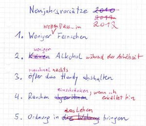 Neujahrsvorsätze - mit der korrigierten Version